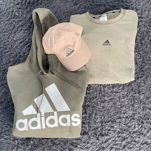 Men Size Large Hoodie Crew Neck Sweater Dad Cap Olive Brown Bundle